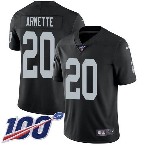 Nike Raiders #20 Damon Arnette Black Team Color Youth Stitched NFL 100th Season Vapor Untouchable Limited Jersey